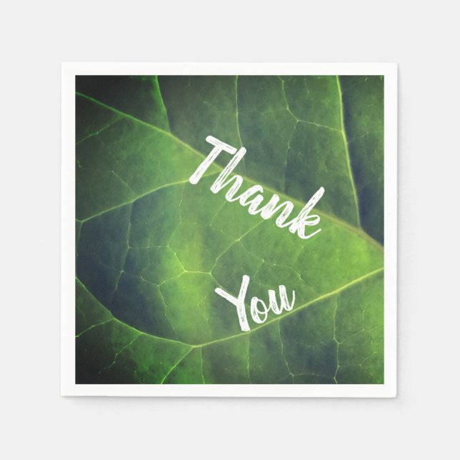 Thank You Bright Green Leaf Photo Appreciation Napkin (Front)