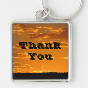 Thank You Bright Orange Sunset Photo Appreciation Key Ring