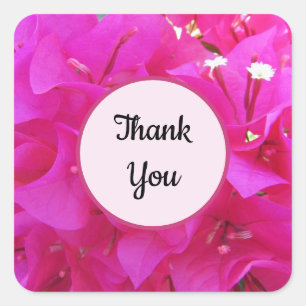 Thank You Bright Pink Azalea Flower Photo Square Sticker