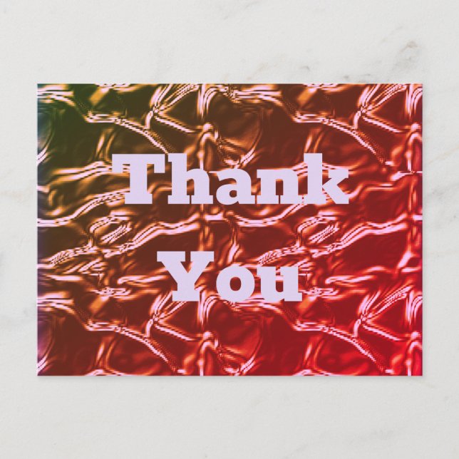 Thank You Bright Pink Crinkled Foil Abstract Vivid Postcard (Front)