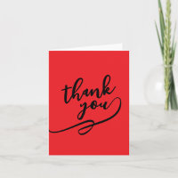 Thank You Bright Red Classical Unique Simple