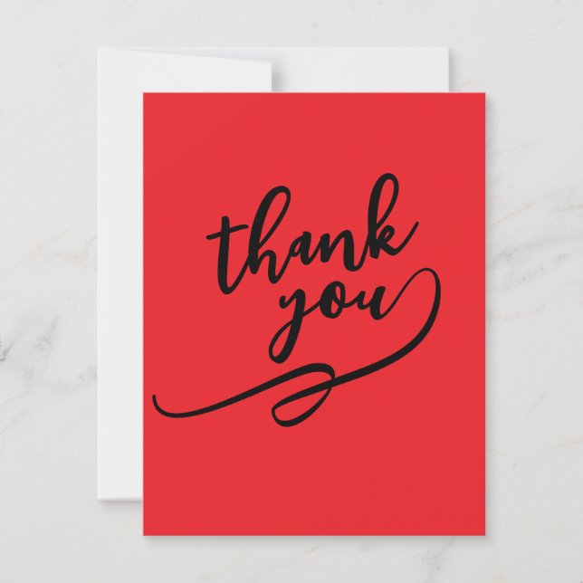 Thank You Bright Red Classical Unique Simple Card (Front)