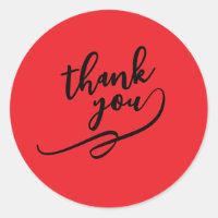 Thank You Bright Red Classical Unique Simple