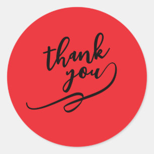 Thank You Bright Red Classical Unique Simple Classic Round Sticker