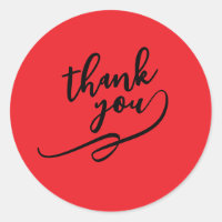 Thank You Bright Red Classical Unique Simple
