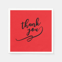 Thank You Bright Red Classical Unique Simple