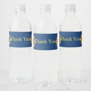 Thank You Bright Yellow Flower Appreciation Water Bottle Label