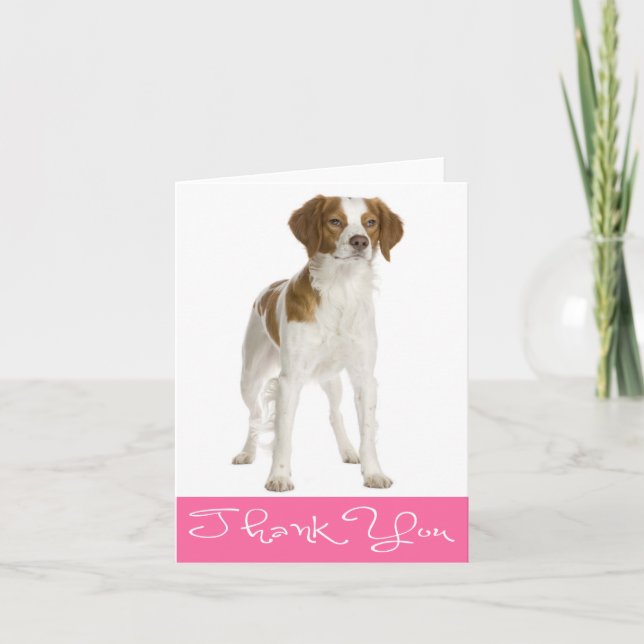 Thank You Brittany Spaniel Puppy Dog Note Card (Front)