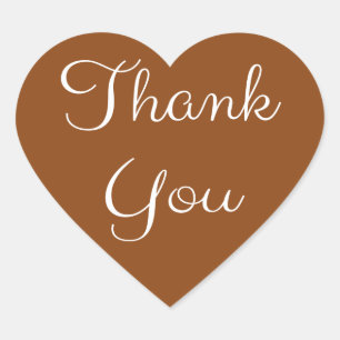 Thank You Brown And White Heart Sticker