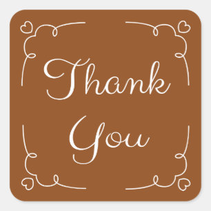 Thank You Brown And White Heart Stickers / Seals