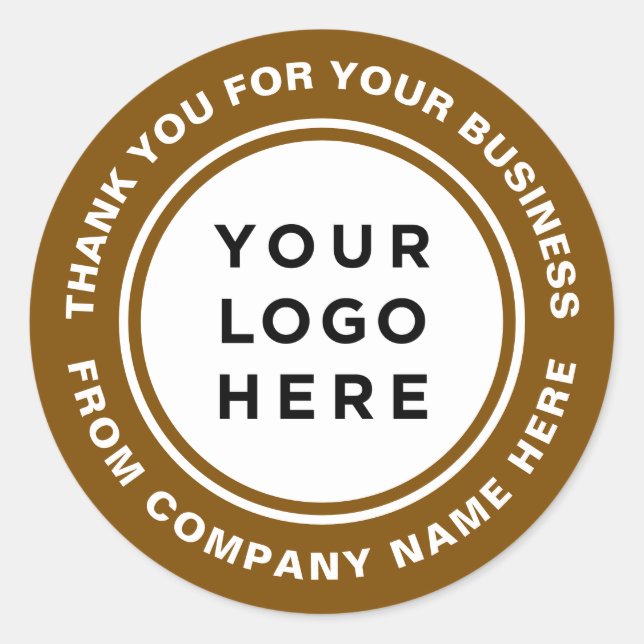 Thank you brown borders white background classic round sticker (Front)