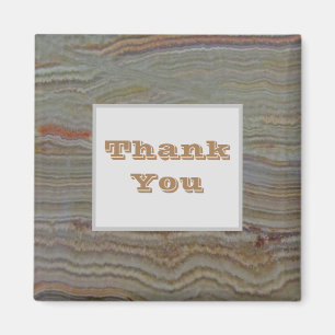 Thank You Brown Grey Striped Onyx Appreciation Magnet