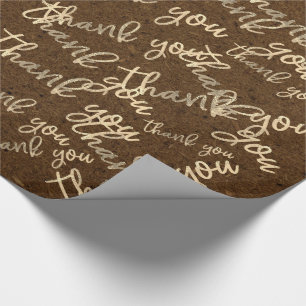 Thank You Brown Kraft Gold Wedding Birthday Wrapping Paper