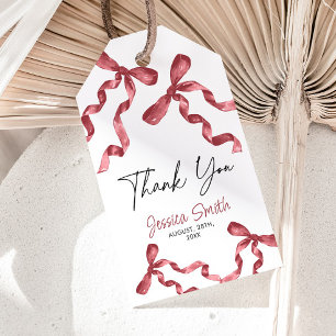 Thank You Burgundy Bow Gift Tag