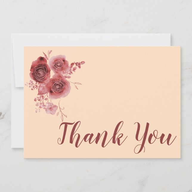 Thank You  burgundy floral Card (Front)