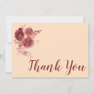 Thank You burgundy floral Card