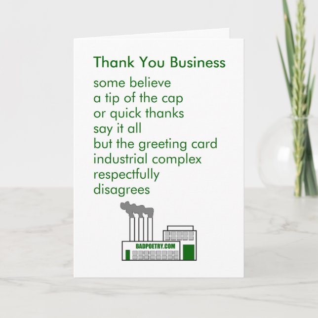 Thank You Business - a funny thank you poem (Front)