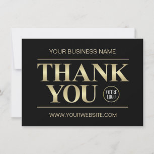 THANK YOU Business Black & Gold LOGO Card