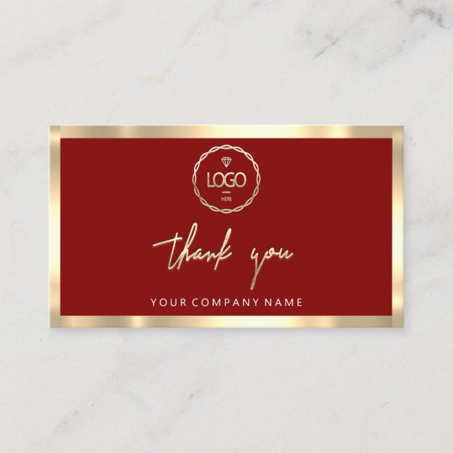 Thank You Business Insert Logo Gold Burgundy (Front)