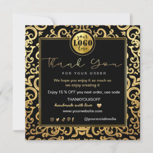 Thank You Business Insert Logo Gold Luxury Frame  Invitation