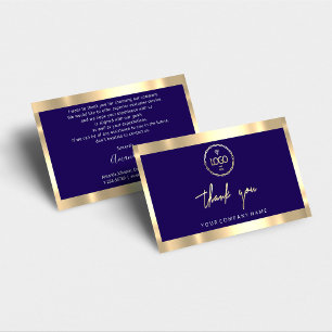 Thank You Business Insert Logo Gold Navy