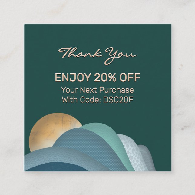 Thank You | Business Logo Modern Boho  Discount Card (Front)