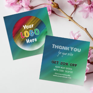 Thank You   Business Logo Modern Ombre  Discount Card