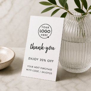 Thank You Business Logo Modern White Discount Card