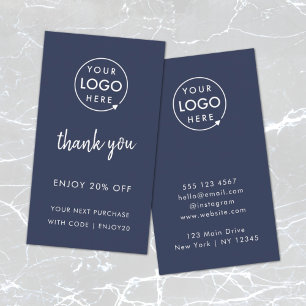 Thank You Business Logo Navy Blue Discount Card