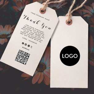 Thank You Business Logo QR Code Label Hang Tag