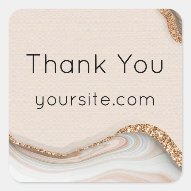 Thank You Business Modern Glitter Design Square Sticker (Front)