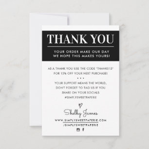 THANK YOU business order insert modern black white