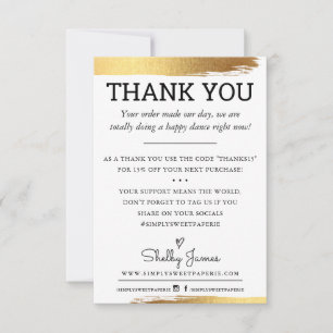 THANK YOU business order insert modern gold foil