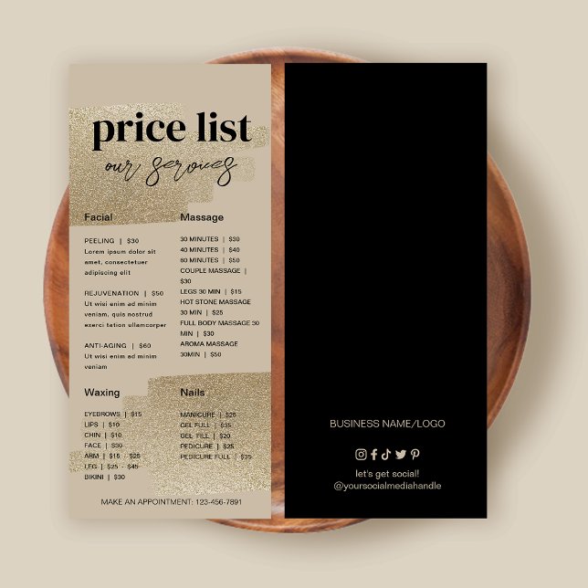 Thank You Business Packaging Faux Gold Price List Rack Card (Creator Uploaded)