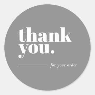 Thank You Business Sticker Grey & White