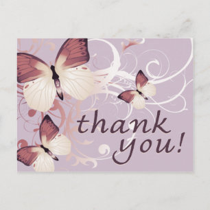 thank you : butterflies : postcard