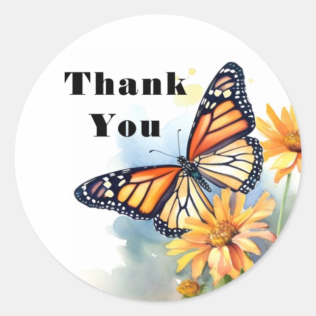Thank You Butterfly  Classic Round Sticker (Front)