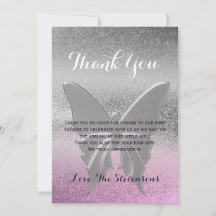 Thank You Butterfly Pink Purple Baby Shower