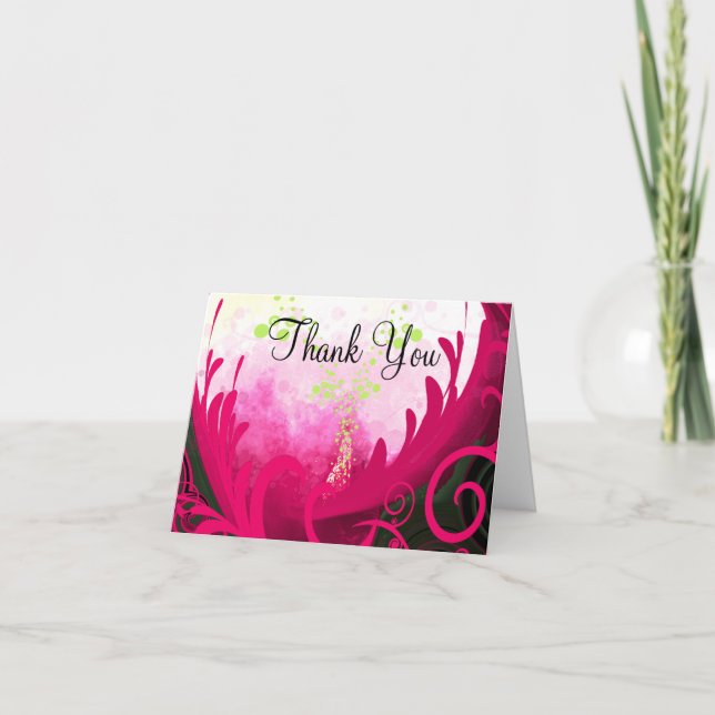Thank You Calla Lily Rasberry with Lime Bubbles Card (Front)