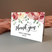 Thank You Calligraphy, Burgundy, Blush Roses