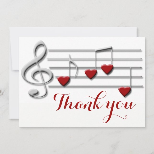 thank you calligraphy on heart music notes (Front)