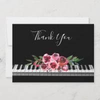 thank you calligraphy piano red roses bouquet