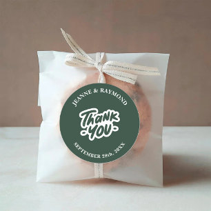 Thank You Calligraphy Sage Green Wedding Favour Classic Round Sticker