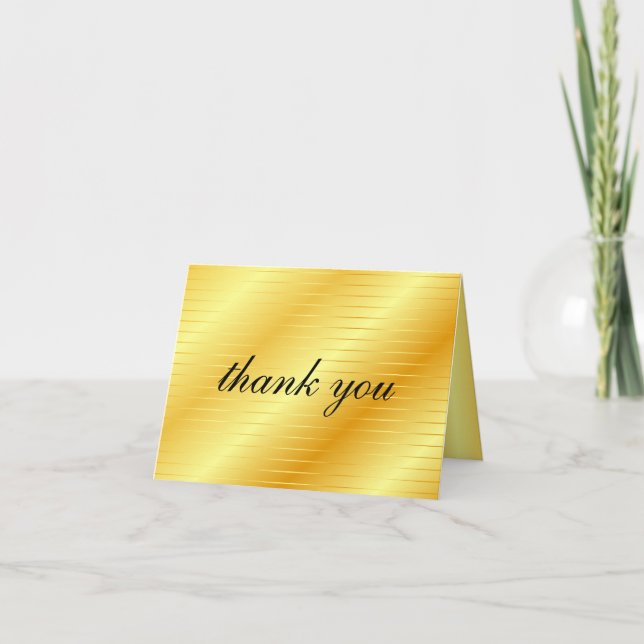 Thank You Calligraphy Script Gold Look Trendy Card (Front)