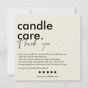 Thank You Candle Care Modern Business Card