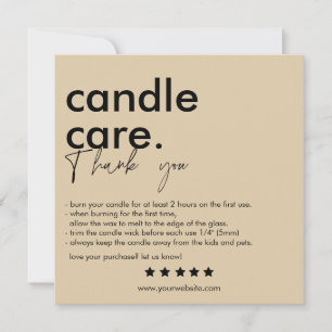 Thank You Candle Care Modern Business Card