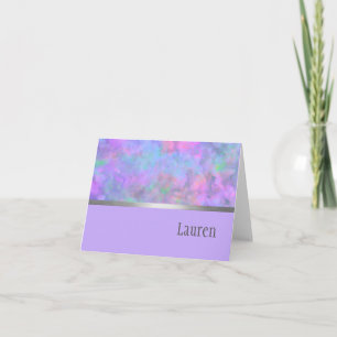 Thank You Card Abstract Purple Pink Blue Silver