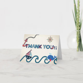 Thank you card Ahoy It's a Boy Nautical