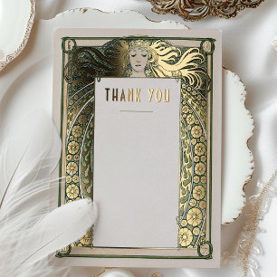 Thank You Card Art Nouveau Mucha Vintage Deco