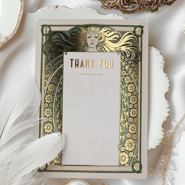 Thank You Card Art Nouveau Mucha Vintage Deco (Creator Uploaded)